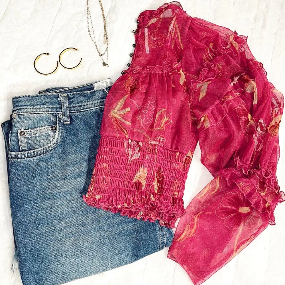 Free People Time For Shine Mesh Top Size XS
